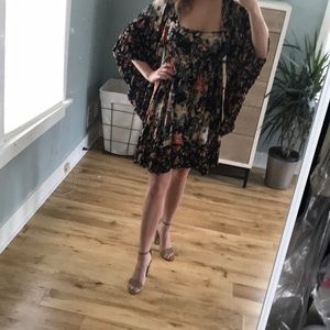 Floral bell sleeve free people dress